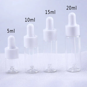 10pcs/Lot 5ml 10ml 15ml 20ml Reagent Eye Dropper transparent Glass Aromatherapy Liquid Pipette Bottle Refillable Bottles