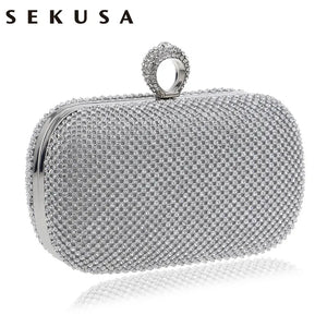 SEKUSA Evening Clutch Bags Diamond-Studded Evening Bag With Chain Shoulder Bag Women's Handbags Wallets Evening Bag For Wedding