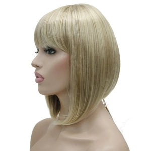 StrongBeauty Women's Wigs Neat Bang Bob Style Short Straight Hair Black/Blonde Synthetic Full Wig 6 Color