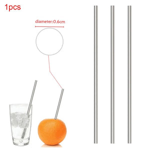 Reusable Metal Straw Pipette Suction Stainless Steel Drinking Straws Pipe Straight Bent Tube Events Party Bar Accessories