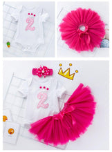 Load image into Gallery viewer, 2 Year Girl Baby Birthday Dress For Birthday Girl Party - 3 Piece Infant Clothing Luxury Set For Birthdays For Girls

