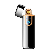 Load image into Gallery viewer, Luxury Modern USB Charging Electronic Lighter Windproof Slim Man Colorful Cigarette Lighter WIth Touch Sensor And Dragon Gravure Excellent for Gift
