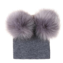Load image into Gallery viewer, New Trend Baby Winter Hat Knitted Warm Double Fur Pompom Caps Beanies For Girls In Modern Design
