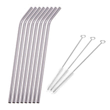 Load image into Gallery viewer, Reusable Metal Straw Pipette Suction Stainless Steel Drinking Straws Pipe Straight Bent Tube Events Party Bar Accessories
