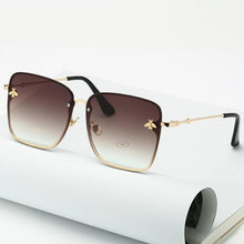 Load image into Gallery viewer, New Fashion Lady Oversize Rimless Square Bee Sunglasses For Women  With Small Bee Glasses Design Gradient Sunglasses With UV400
