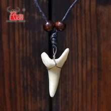 Load image into Gallery viewer, 1PC Hawaii Surfer Jewelry Handmade Imitation Shark Teeth Pendant New Zealand Maori Tribal Bone Choker WoMen&#39;s Men&#39;s Necklace
