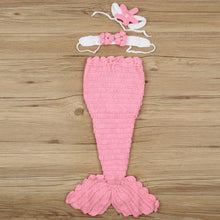 Load image into Gallery viewer, Baby Hat Mermaid Newborn Photography Props Girls Crochet Knitted Cap Hand-woven In Modern New Princess Design
