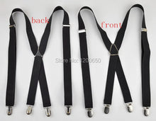 Load image into Gallery viewer, 4 clips black colored men&#39;s  suspenders for men 2.5cm  women&#39;s pants with adjustable suspenders grey
