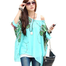 Load image into Gallery viewer, Chiffon Tops Novelty 2021 Ladies Floral Print Casual Loose Blouses Shirts Plus Size 4XL 5XL 6XL Women&#39;s Summer Tops Blouses
