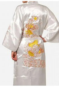 Burgundy Chinese Women's Traditional Silk Satin Robe Embroidery Dragon Kimono Yukata Bath Gown Oversize S M L XL XXL XXXL A135