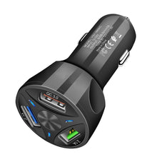 Load image into Gallery viewer, Universal Black Car USB Charger Quick Charge 3.0 4.0 18W Fast Charging In Car 3 Port Mobile Phone Gadgets
