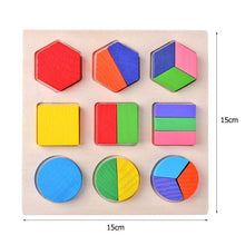 Load image into Gallery viewer, Wooden Geometric Shapes Puzzle Sorting Math Bricks Preschool Learning Educational Game Baby Toddler Toys for Children
