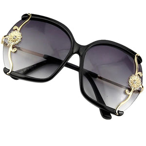 Luxury Brand New Women Sunglasses with Fine Lace and Rhinestone Decoration Semi-Rimless Frame Travel Sun Glasses Ladies Eyewear