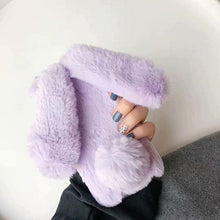 Load image into Gallery viewer, Cute Stuffed Plush Fluffy Case For iPhone 13 12 11 Pro XS Max X XR 12Mini Rabbit Ears Furry fluffy Fur Plush Warm Cover for iPhone 6 6S 7 8 Plus Phone Case
