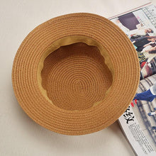 Load image into Gallery viewer, Classic Simple Female Hat For Summer Beach Hat Casual Lady Summer Solid Color Straw Hat Women Elegant Hat Traveling Hats UV Protection Sun Cap Women Flat Bowknot Design Cute Cap Girls Hat 56-58cm
