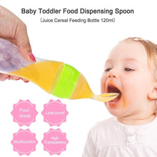 Load image into Gallery viewer, Baby Bottle Leak-proof Food Dispensing Spoon Juice Cereal Feeding Bottle Spoon Food Supplement Bottles For Kids In Modern Design
