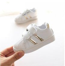 Load image into Gallery viewer, Toddler Baby's Soft Casual Walking Shoes Non-Slip Sole Unisex Newborn Black Red Gold Color
