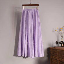 Load image into Gallery viewer, Women&#39;s Elegant 16 Color High Waist Elastic Waist Linen Pleated Long Skirts Ladies Slim Casual Skirt Saias New 2022 Summer SK05
