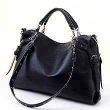 Load image into Gallery viewer, Rivet Women&#39;s PU Leather Handbag New 2022 Fashion Silver/Black Cowhide Women Messenger Bags One Shoulder Handbag Big Bags Z474
