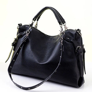 Rivet Women's PU Leather Handbag New 2022 Fashion Silver/Black Cowhide Women Messenger Bags One Shoulder Handbag Big Bags Z474