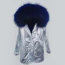 Load image into Gallery viewer, MAOMAOKONG Women&#39;s Jackets Winter Parka Large Natural Real Raccoon Fur Collar Women Winter Coat
