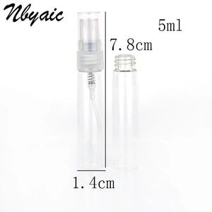 Nbyaic 5Pcs  Portable Mini Perfume Bottle Glass Empty Bottle Cosmetics Bottled Toner Spray Bottle Nebulizer 2ml 3ml 5ml 10ml