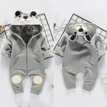 Load image into Gallery viewer, Cute Bear Newborn Infant Baby Boy Girl Kid Ear Hooded Romper Zipper Cartoon Patchwork Jumpsuit For Baby Girls and Boys
