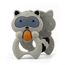 Load image into Gallery viewer, Gingerbread Man Raccoon Donut Silicone Teether Latex Free Teething Toy Baby Gift Food Grade Silicone
