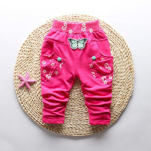 Load image into Gallery viewer, New Spring 100% cotton High-quality Cute Butterfly Embroidery Pattern Baby Girls Pants For 0-3 year Baby Girl
