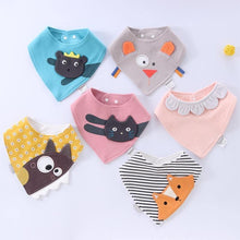 Load image into Gallery viewer, Baby Bibs Waterproof Triangle Cotton Cartoon Child  Dribble Bibs Newborn Absorbent Cloth Bib for Kids in Cat Design
