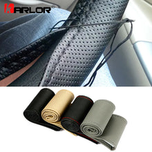 Load image into Gallery viewer, Braid On Steering Wheel Car Steering Wheel Cover With Needles and Thread Artificial leather Diameter 38cm Auto Car Accessories
