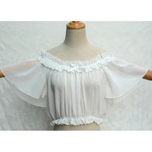 Load image into Gallery viewer, White Off the Shoulder Women&#39;s Chiffon Crop Top Short Batwing Sleeve Chiffon Blouse
