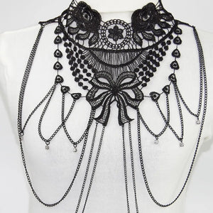 Black Lace  Body Chain  Jewelry  Women's  Cosplay Halloween Costumes Female Goth Accessories