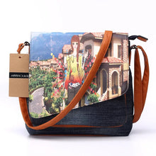 Load image into Gallery viewer, Annmouler Vintage Shoulder Bag Women&#39;s Fashion Demin Crossbody Bag Eiffel Tower Print Messenger Purse for LadyCasual Tote Bags
