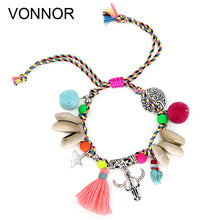 Load image into Gallery viewer, VONNOR Jewelry Women&#39;s Bracelets Bohemian Colorful Accessories Handmade Beads Shells Alloy Pendant Friendship Strand Bracelets
