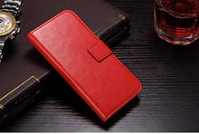Load image into Gallery viewer, For iPhone X Case Cover for iPhone 8 7 6 6S Plus 5 5S 5SE Luxury PU Leather Flip Wallet Phone Cases Black Simple Card Holder With Magnetic Button Flip Leather Cover
