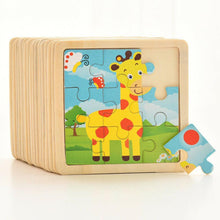 Load image into Gallery viewer, 10pcs Of Wood Puzzle Baby Young Children Early Lessons Learned Intelligence Cartoon Animal Puzzle Wooden Toys Education Puzzles
