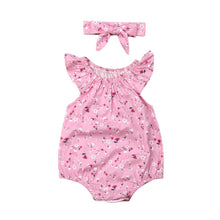 Load image into Gallery viewer, Newborn Infant Baby Girl Clothes Sleeveless Floral Bodysuit Headband 2PCS Jumpsuit Playsuit Outfit Dress For Girls
