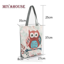 Load image into Gallery viewer, Floral And Owl Printed  Women&#39;s Casual Tote Female Daily Use Female Shopping Bag Ladies Single Shoulder Handbag Simple Beach Bag
