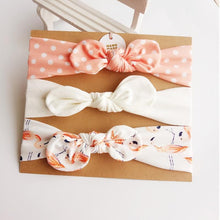 Load image into Gallery viewer, 3PCS Set Baby Headband Girls Hair Accessories Cotton Rabbit Ear Turban Bow Elastic Hairband For Baby Girls
