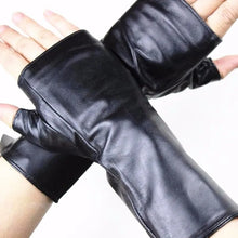 Load image into Gallery viewer, Long Sheepskin Half Finger Gloves Women&#39;s Leather Car Driving Men&#39;s Outdoor Motorcycle Riding Fingerless Sun Protection
