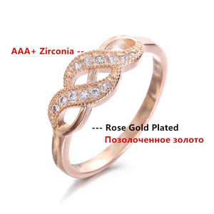 Rose Gold color Rings for Women Elegant Ring With Austrian Crystal Bijoux Vintage Jewelry Women's Accessory Anillos 18KR004
