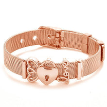 Load image into Gallery viewer, Fashion Stainless Steel Woman and Men Bracelet Mesh Bracelet Set Crystal Heart Anchor Charm Fine Bracelet Bangle For Female Lover
