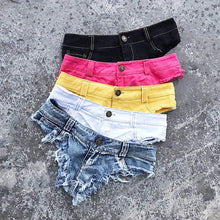 Load image into Gallery viewer, Low Waist Denim Women&#39;s Shorts 2022 Summer Fashion Jean Cotton G-String Shorts Ladies Skinny Sexy Club Super Short Jeans Female

