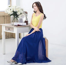 Load image into Gallery viewer, Women&#39;s Elegant High Waist Chiffon Skirt Elastic Waist Casual Long Maxi Skirts Saias 80/90/100cm 22 Color 2020 Summer Autumn New
