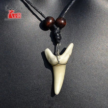 Load image into Gallery viewer, 1PC Hawaii Surfer Jewelry Handmade Imitation Shark Teeth Pendant New Zealand Maori Tribal Bone Choker WoMen&#39;s Men&#39;s Necklace
