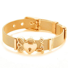 Load image into Gallery viewer, Fashion Stainless Steel Woman and Men Bracelet Mesh Bracelet Set Crystal Heart Anchor Charm Fine Bracelet Bangle For Female Lover
