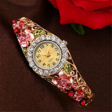Load image into Gallery viewer, Elegant  Watch Gold Luxury Women Watch Colorful Abstract Enamel Paint Crystal Rhinestone Bangle Wristwatches Bracelet Watch For Women Ladies and Girls
