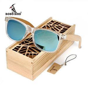 BOBO BIRD Coated Sunglasses for Men and Women Polarized Bamboo Holder Sun Glasses With Wood Gifts Box Cool Beach Oculos