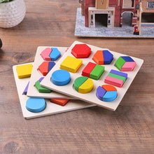 Load image into Gallery viewer, Wooden Geometric Shapes Puzzle Sorting Math Bricks Preschool Learning Educational Game Baby Toddler Toys for Children

